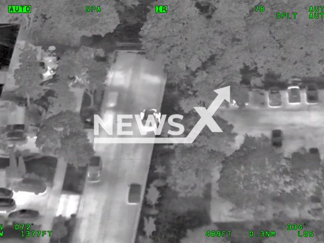 A police helicopter tracked the suspects and the stolen vehicle on the 25th of May 2022 in Toronto, Canada. Note: This picture is a screenshot from the video (OfficialYRP/Clipzilla).