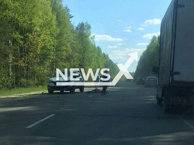 A motorist hit a 14-year-old girl riding a horse in Gus-Khrustalny, Russia. Note: Private picture (Newsflash)