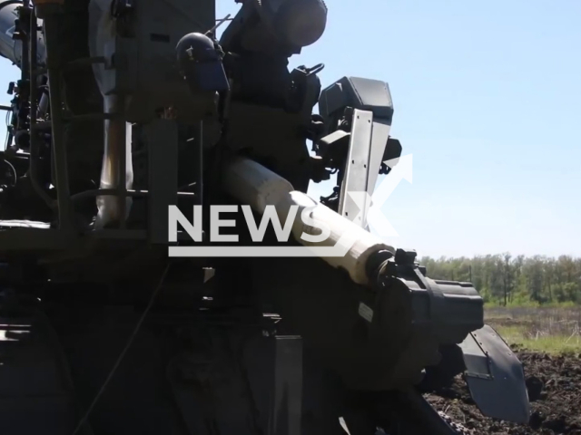 Combat work of the crews of the 203-mm Pion self-propelled artillery mounts in a wooded area in Ukraine. Note: Picture is a screenshot from a video (Ministry of Defense of Russia/Newsflash)