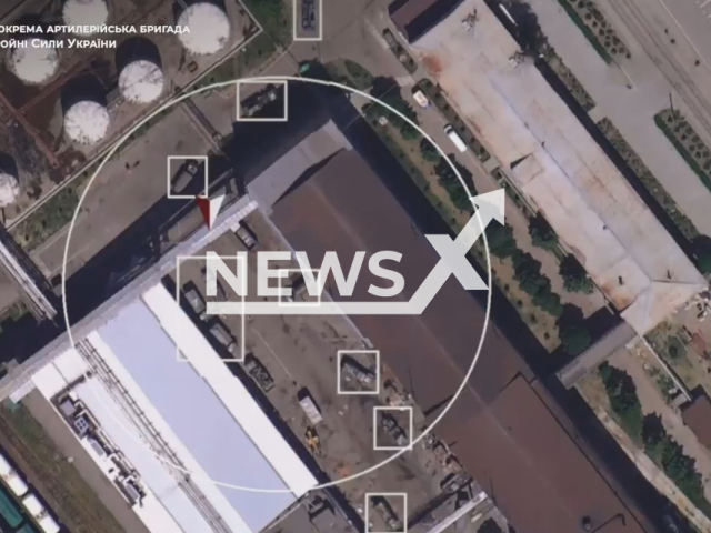 Ukrainian artillerymen destroyed warehouses of Russian troops with fuel, equipment and ammunition in June 2022. Note: Picture is a screenshot from a video (@45oabr/Newsflash)