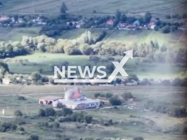 Ukraine Armed Forces Destroyed a Settlement of the Russian Military. Note: This picture is a screenshot from the video (Ukrinform TV/Newsflash).