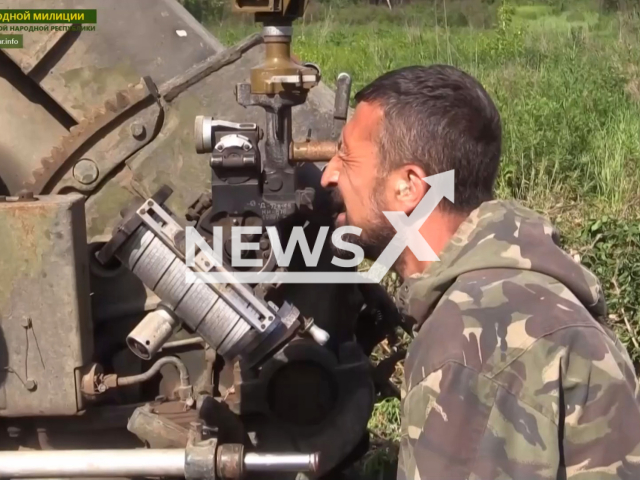 Howitzer artillery battery of the NM LPR destroys the enemy's sheltered manpower in the Svetlodarsk area in June 2022. Note: Picture is a screenshot from a video (People's Militia of the LPR/Newsflash)