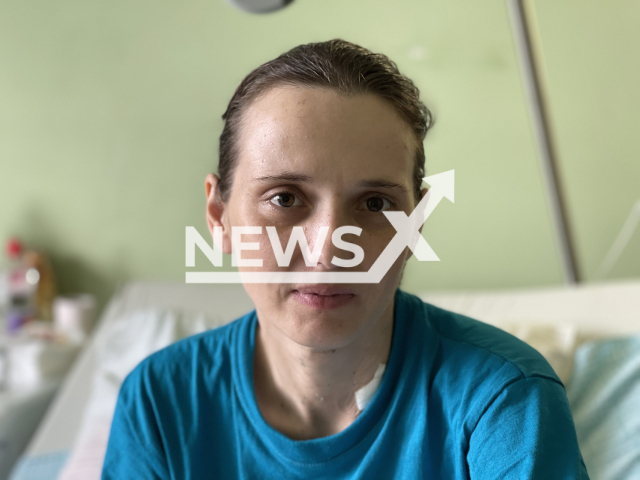 Kateryna, 35, from Lyman in Donetsk Oblast, Ukraine, was seriously injured during a Russian shelling of her hometown on 1st May 2022. Note: Picture is provided to us by The First Medical Association of Lviv. (The First Medical Association of Lviv/Newsflash)