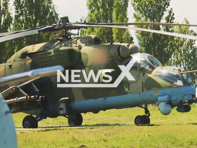 Combat work of crews of Mi-35 multipurpose attack helicopters in June 2022. Note: Picture is a screenshot from a video (Ministry of Defense of Russia/Newsflash)