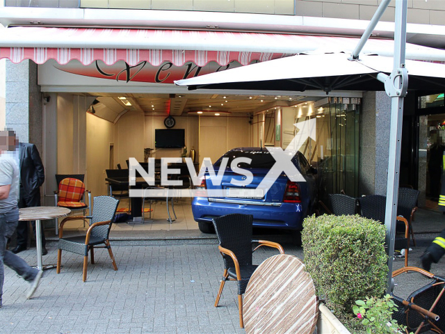 The Opel vehicle which an eight-year-old boy from the German city of Gelsenkirchen drove into an ice-cream shop after taking his father's keys. Note: Licensed photo. (Polizei Gelsenkirchen/Newsflash)