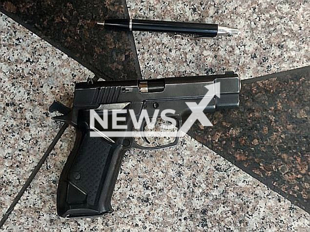 The gun which was used by a  31-year-old man who shot himself in the head inside a church in Saint Petersburg, Russia, on 9th June 2022. Note: Police photo (@rosgvard78/Newsflash)