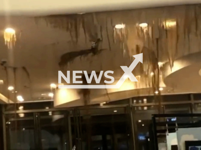 Ceiling collapses in shopping mall in Ningbo, China.  Note: This picture is a screenshot from the video (Asiawire).