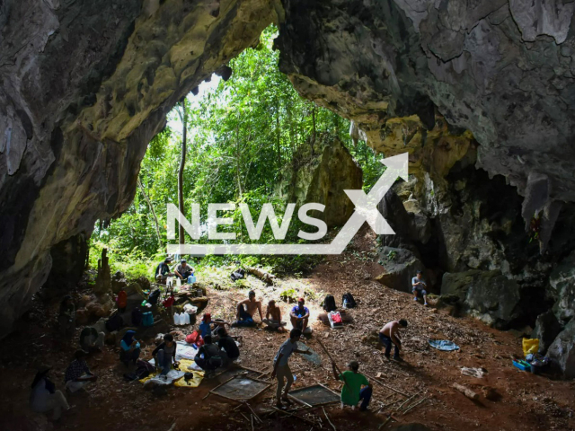 Cave entrance of the Topogaro 2 site, one of the cave sites of the Topogaro complex located in Central Sulawesi. Topogaro 2 has been excavated since 2016. Human remains from the past 2,000 years were found in the upper layers. Note: Licensed photo. (Rintaro Ono/Newsflash)