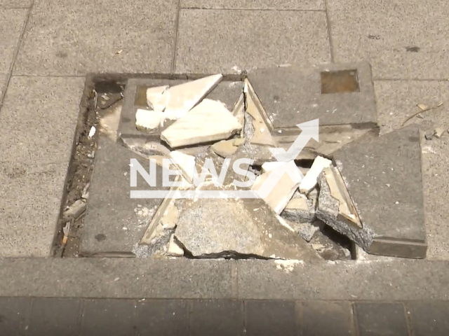 The star  for Penelope Cruz on the Madrid Walk of Fame, destroyed and with the letters with her name missing from it, in June 2022.
Note: Photo is a screenshot from a video(Newsflash).