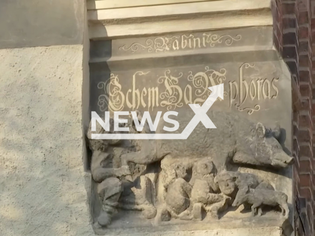 The anti-Semitic  sculpture known as Judensau on the town church is allowed to remain according to a court ruling in Wittenberg , Germany.  Note: Photo is a screenshot from a video. (Newsflash)