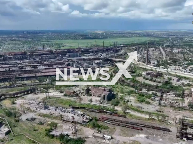 Parts of shelled AzovStal plant, how it looks now in June, 2022 in Mariupol, Ukraine. Note: Picture is a screenshot from a video (@unmdnr/Newsflash)