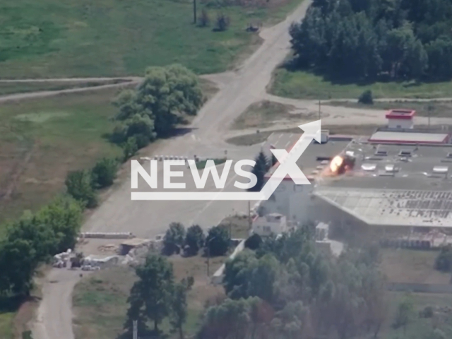 Ukrainian National Guard claim that destroyed the point of electronic struggle of the Russian Military (REB) in the Kharkiv region in Ukraine. Note: Picture is a screenshot from a video (Eastern Operational-Territorial Association of the NMU/Newsflash)