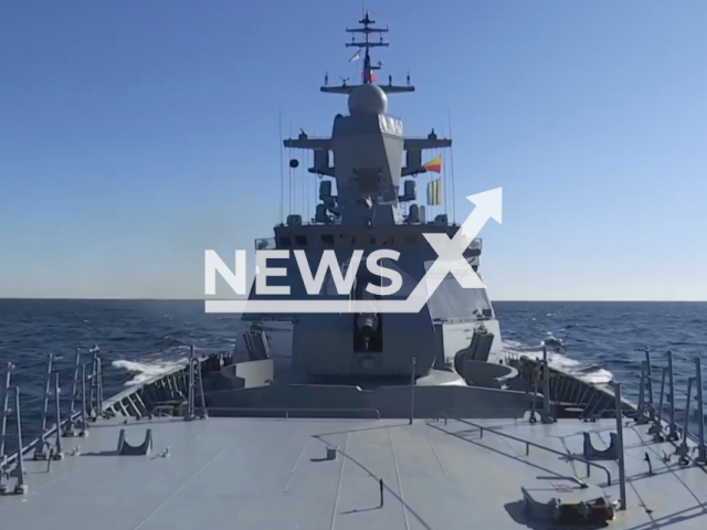 Crew of Soobrazitelniy corvette launches missile at waterborne target that simulated enemy's combat ship within exercise in Baltic Fleet. Note: Picture is a screenshot from a video (Ministry of Defense of Russia/Newsflash)