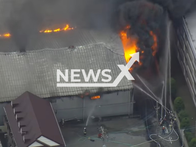 The fire when a part-time worker burned down the supermarket he worked at because he was stressed at work,  in Saitama, Japan, on 13th June.
Note: Photo is a screenshot from a video. (Newsflash)