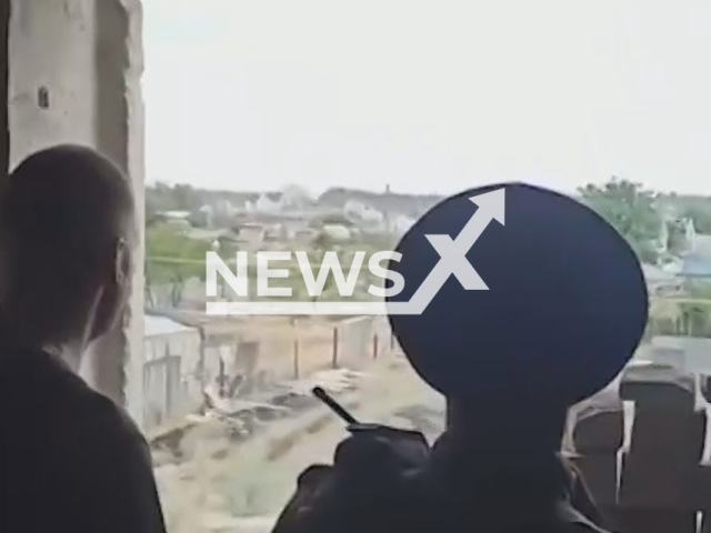 At the scene of the final stage of the cleansing of the village of Metiolkine by Chechen soldiers against Ukrainian forces on the 19th of June, 2022 in Metiolkine, LPR. Note: Picture is a screenshot from a video (@ramzan/Newsflash)