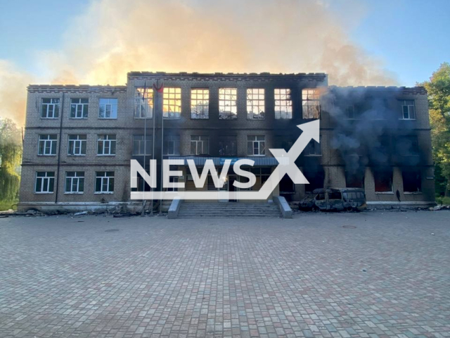 Destroyed school after reportedly was shelled by the Russian army in Avdiivka in Ukraine on the 21th of June 2022.
Note: Military Administration photo.
(@pavlokyrylenko.donoda/Newsflash)