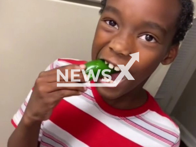 Boy regrets eating chile after left him in tears in Winston-Salem, North Carolina, United States. Note: Photo is a screenshot from the video (@lokoreek/Newsflash)