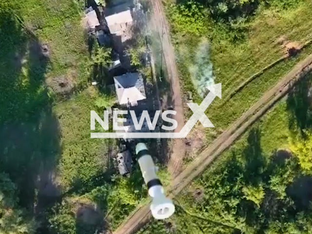 Combat work of Chechen unmanned aerial vehicles during the taking of Zolote, in Ukraine. 
Note: This picture is a screenshot from the video.
(@ramzan/Newsflash)