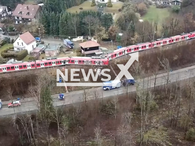 The collision of the two trains near the city of Munich located in the German state of Bavaria in February 2022. Note: This photo is a screenshot from a video. (Newsflash)