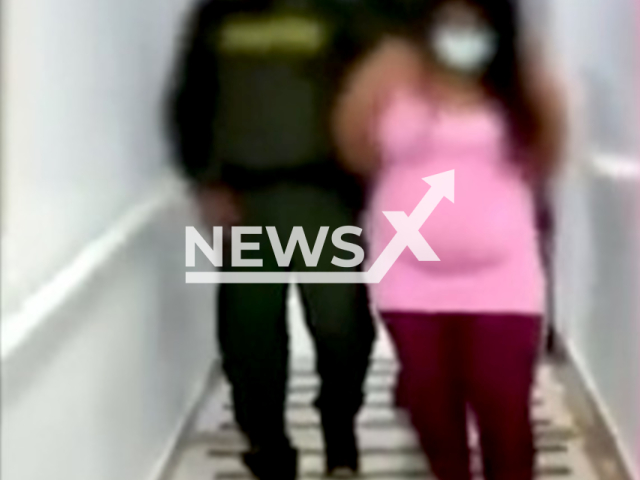 The arrest of a 25-year-old woman who tried to steal a newborn baby inside a bag at a hospital in Cartagena, Colombia, in June, 2022, and the baby being returned to parents by police. Note: Picture is a screenshot from a video (Fiscalia General de la Nacion/Newsflash)