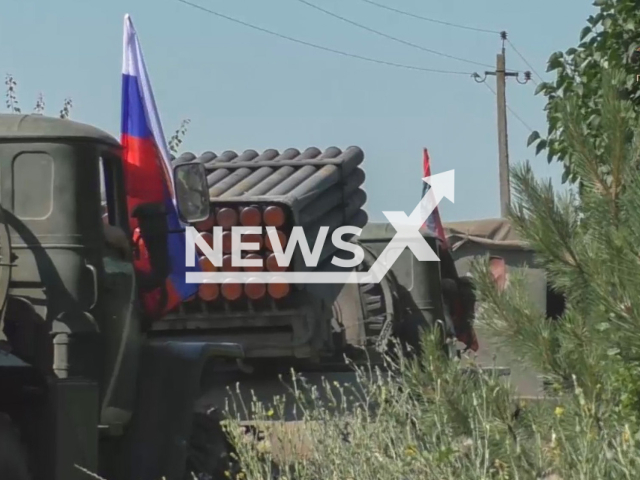 Artillerymen of the 9th regiment destroy the positions of the Ukrainian Nazis in the Avdiivka direction. Note: Picture is a screenshot from a video (People's Militia of the DPR/Newsflash)