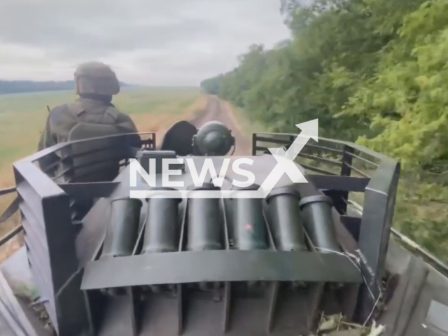 Combat work of the 79 separate amphibious assault brigade of Mykolaiv during defending the borders of Donechchyna, in Ukraine. Note: Picture is a screenshot from a video (@79AMBUA/Newsflash)