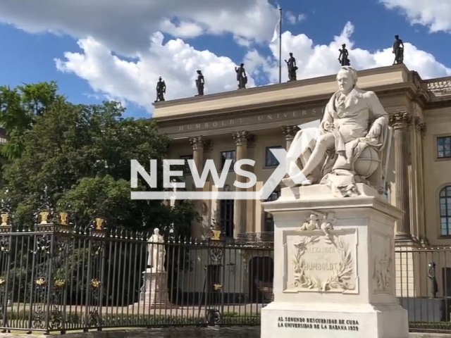 Humboldt University in Berlin, Germany that cancelled the gender talk by biologist Marie-Luise Vollbrecht.
Note: Photo is a screenshot from a video(Newsflash).