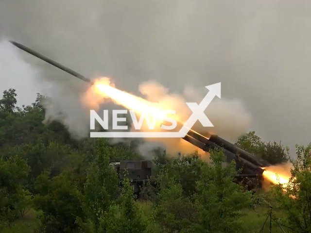 Strikes of the Russian Armed Forces on the military facilities and positions of the Ukraine Armed Forces in Ukraine. Note: This picture is a screenshot from the video. (Ministry of Defense of Russia/Newsflash)