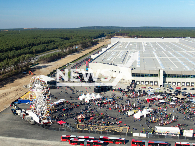 Tesla giga factory Berlin Brandenburg can start operating in Germany. Note: Photo for media use. (Courtesy of Tesla, Inc./Newsflash)