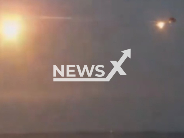 The shoot-down of the Russian missiles by the Ukrainian air defenses in the Dnipro region in Ukraine. Note: Picture is a screenshot from a video (@pvkshid/Newsflash)