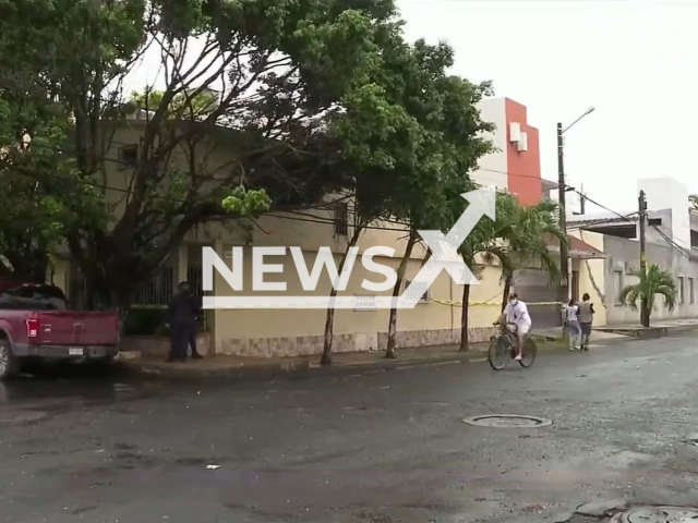 The crime scene where the bodies of three men, three women and a child were found dead in Boca del Rio, Veracruz in July 2022. Note: Photo is a screenshot from a video(Newsflash).