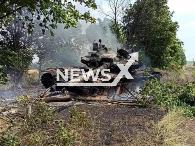 Destroyed Russian tank by the Ukraine airstrike in the south of Ukraine.
Note: Strategic Communications photo.
(@AFUStratCom/Newsflash)