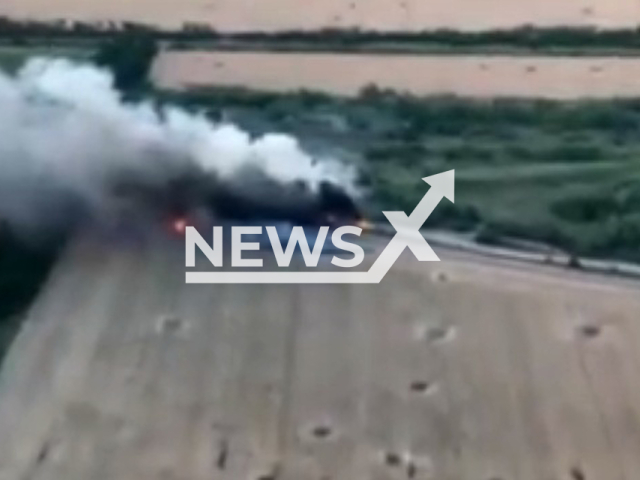 Fighters of the 80 separate amphibious assault brigade of the Armed Forces of Ukraine destroyed Russian tank that was trying to cover the occupying infantry with fire in Ukraine. Note: Picture is a screenshot from a video (@80brigade/Newsflash)