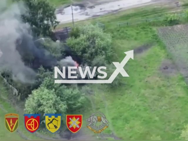 The Armed Forces of Ukraine shared that they have destroyed the Russian tanks and a truck with ammunition in Kharkiv Oblast in Ukraine. Note: Photo is a screenshot from the video (@92OMBr/Newsflash)