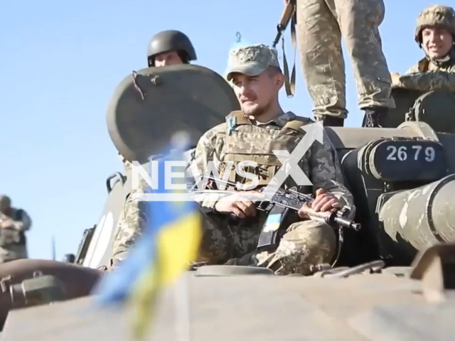 The unit of the 24 separate mechanized brigade named after King Danylo and their brave Commander Roman Mamavko during fulfilling the assigned combat tasks in Popasna, in Ukraine. Note: Picture is a screenshot from a video (@CinCAFU/Newsflash)