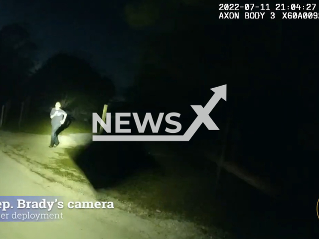 Deputy Brady's bodycam showing the stabbing suspect, Bobby Dean Martin, 38, as he attempts to evade the deputies, on Monday, 11th of July 2022, in Indian River County, Florida. Note: Picture is a screenshot from a video (IRCSheriff/Newsflash)