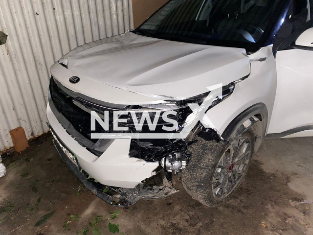 The vehicle of the 63-year-old driver who knocked down two children leaving one dead on the spot in Bor, Russia, on 16th July 2022. Note: Picture is from the Investigative Committee of Russia for the Nizhny Novgorod Region (@sledcom_nn/Newsflash)