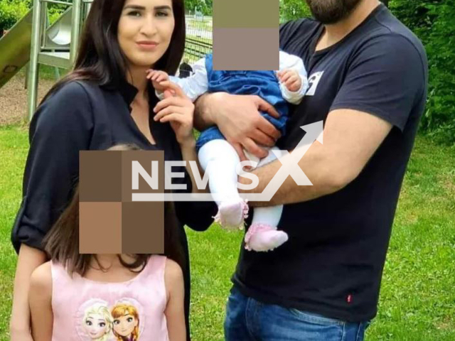 Victim Rumeysa Gokuzum, 32, with kids, and husband  Ismail Gokuzum, 36, suspected of having killed her, in Stuttgart, Germany,  in July, 2022. Note: Private photo.  (Newsflash)