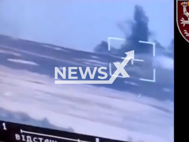 The Armed Forces of Ukraine share that they have destroyed two Russian tanks with effective shots from the Stugna anti-tank missile system in Ukraine. Note: Picture is a screenshot from a video (@80brigade/Newsflash)