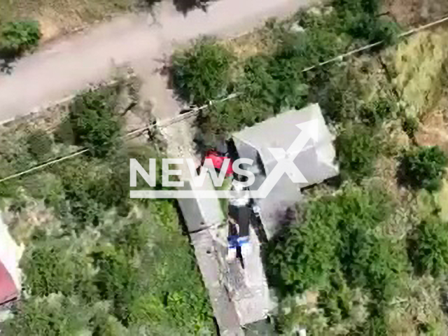 Soldiers of the 53rd separate mechanized brigade apparently destroyed the camouflaged dugout and Russian military positions in Ukraine. Note: Picture is a screenshot from a video (@53brigade/Newsflash)