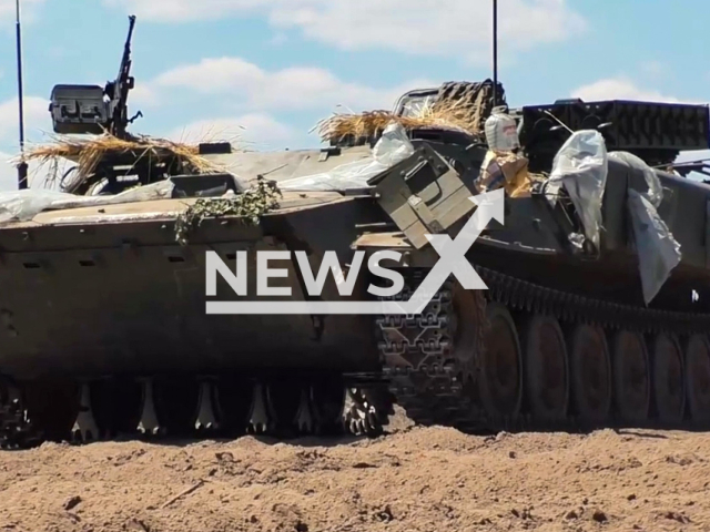 Picture shows a Strela 10 combat vehicle in Nikolaev direction, Ukraine in an undated photo. People`s Militia of the DPR used Strela-10 short-range surface-to-air missile system against Ukrainian UAVs (unmanned aerial vehicles). Note: Picture is a screenshot from a video (@nm_dnr/Newsflash)