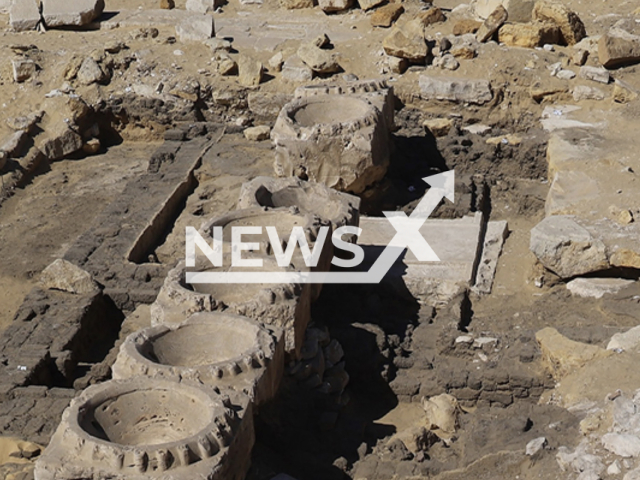 Photo which was taken in an unknown date shows the remains of a mud-brick building in Abu Gorab, Egypt. Preliminary studies indicate that the building may be one of the four lost temples of the Sun from the Fifth Dynasty known through historical sources. Note: Licensed picture (antiquities.gov.eg/Newsflash)