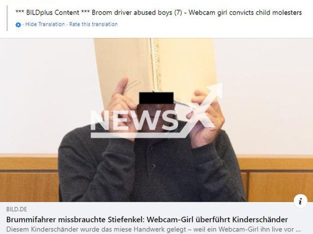 Photo shows Werner B. on trial, hiding his face in the district court of Aachen in  North Rhine-Westphalia, Germany, on Monday, August 01, 2022.
Webcam girl caught him live in front of the camera and reported him.
Note: Photo is a screenshot from Facebook post(Newsflash).