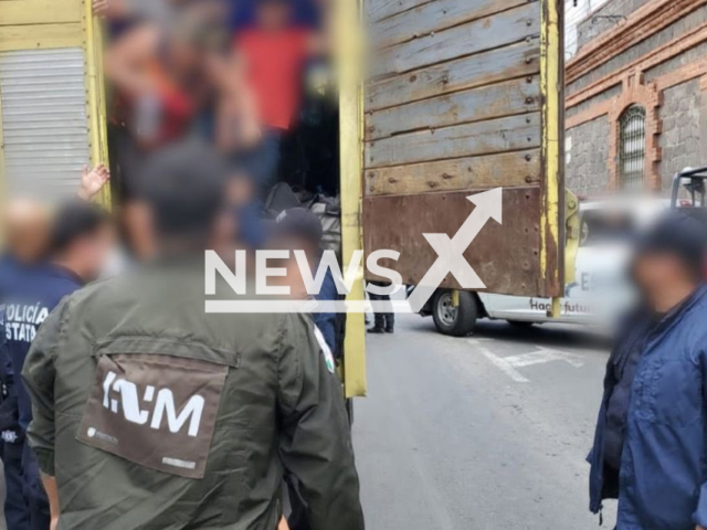 Migrants found in the lorry in Puebla, Mexico, in an undated photo. They were rescued and the driver and copilot were arrested. 
Notes: Picture is from authorities (@INAMI_mx/Newsflash)