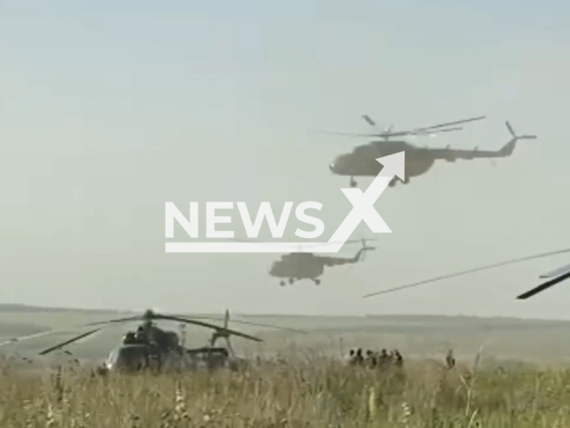 Picture shows helicopters of Ukrainian special unit Omega in Donetsk region, Ukraine in an undated photo. The unit Omega is a special forces detachment of the National Guard of Ukraine. Note: Picture is a screenshot from a video (@NGUmainpage/Newsflash)