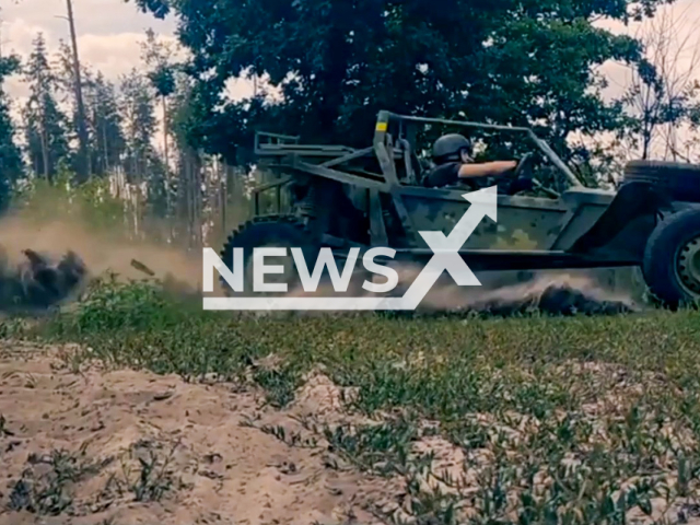 Soldier of the Northern operational-territorial unit of the National Guard of Ukraine drives a mobile VOLS buggy vehicle in Ukraine in an undated photo. VOLS buggy maneuverable all-terrain vehicles help increase mobility, reduce personnel losses and provide a serious advantage to the defenders of Ukraine. Note: This picture is a screenshot from the video (@ngunorth/Newsflash).