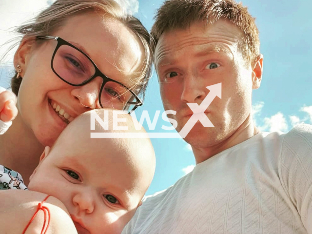 Svetlana Kopteva, 19, poses together with her husband Nikita Gusev, 23, and their baby in an undated photo. Svetlana Kopteva was allegedly killed by her husband Nikita Gusev, who later killed himself in Yekaterinburg, Russia, Thursday, Aug. 4, 2022. Note: Picture is private (@svet_230/Newsflash)