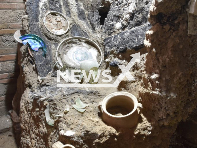 Pictures shows some of the items  found in a room of a house, in Pompeii, Italy, in an undated photo.  The  house was found 2018, during the course of maintenance operations.
Note: Licensed photo.  (Archaeological Park of Pompeii/Newsflash)