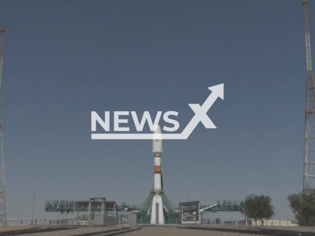 A Russian rocket carrying an Iranian satellite successfully launches into space from the Baikonur space base in Kazakhstan Tuesday, Aug. 9, 2022. The remote sensing satellite is called "Khayyam". Note: Picture is a screenshot from a video (Roscosmos TV/Newsflash)