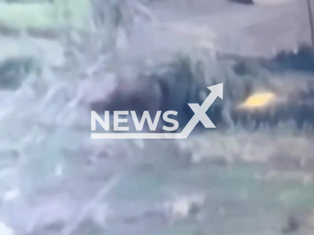 Russian Т-72 tank goes down the road in a field area, Ukraine in an undated photo. Fighters of the 53rd separate mechanized brigade named after Prince Volodymyr Monomakh continue to carry out combat missions and destroy the enemies of Ukraine. Note: Photo is a screenshot from the video (@53brigade/Newsflash)